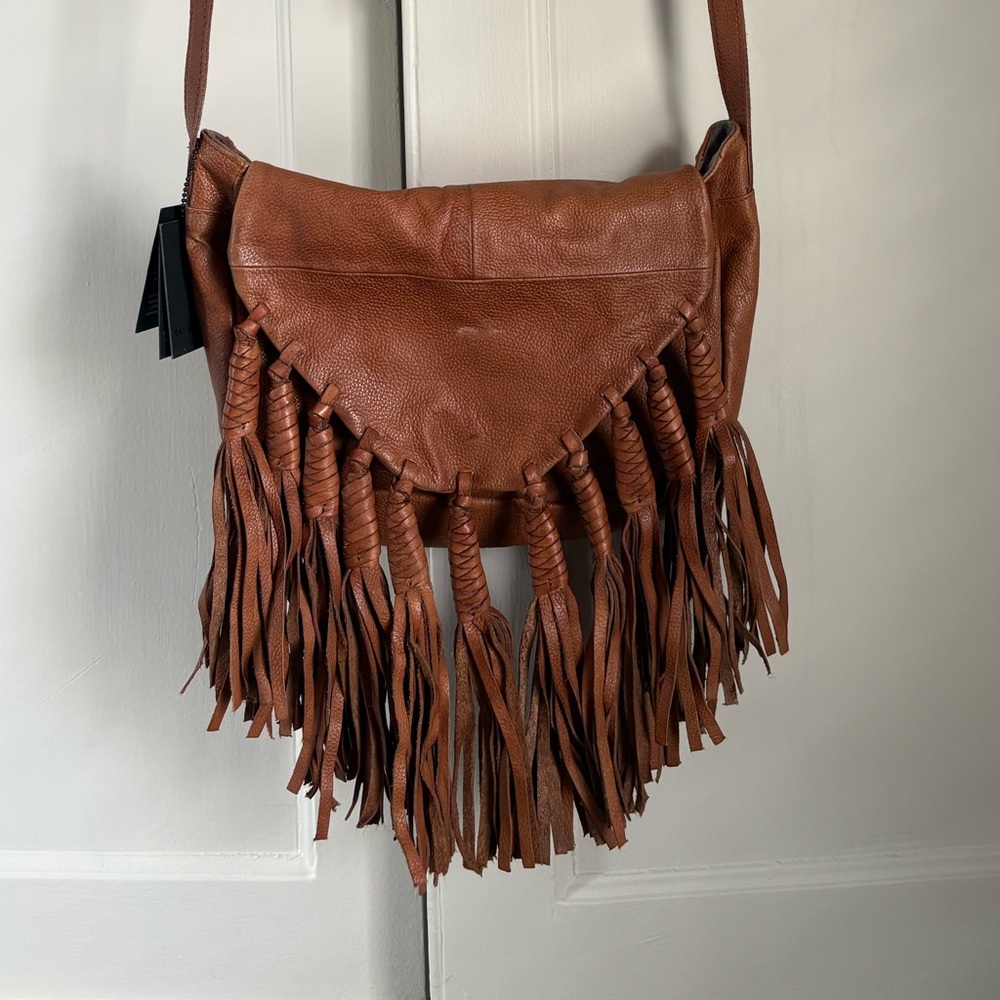 Fringed brown western SOFT leather shoulder crossbody bag handbag Day&Mood